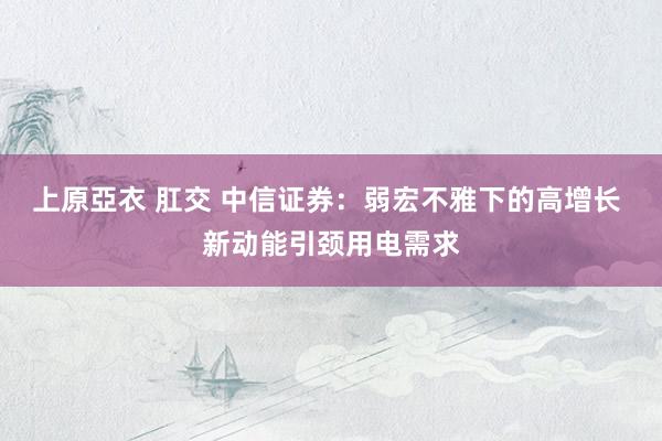 上原亞衣 肛交 中信证券：弱宏不雅下的高增长 新动能引颈用电需求