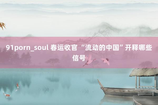 91porn_soul 春运收官 “流动的中国”开释哪些信号