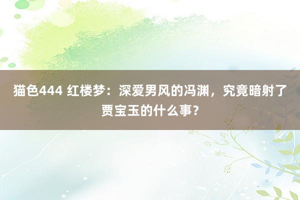 猫色444 红楼梦：深爱男风的冯渊，究竟暗射了贾宝玉的什么事？