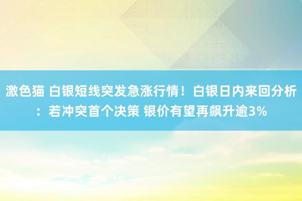 激色猫 白银短线突发急涨行情！白银日内来回分析：若冲突首个决策 银价有望再飙升逾3%