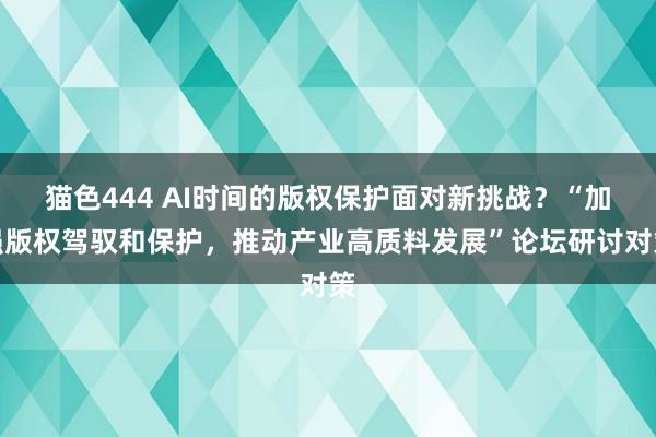 猫色444 AI时间的版权保护面对新挑战？“加强版权驾驭和保护，推动产业高质料发展”论坛研讨对策