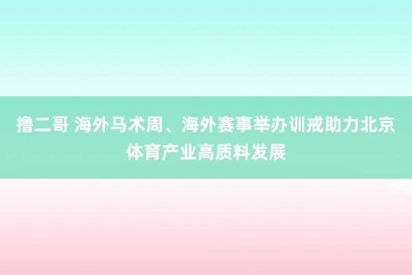 撸二哥 海外马术周、海外赛事举办训戒助力北京体育产业高质料发展