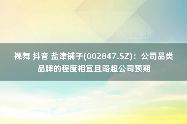 裸舞 抖音 盐津铺子(002847.SZ)：公司品类品牌的程度相宜且略超公司预期