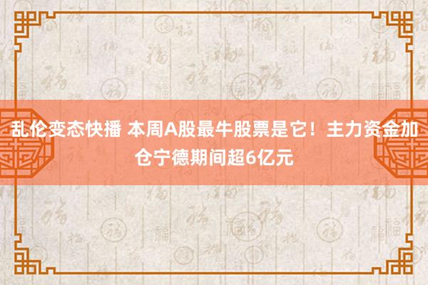 乱伦变态快播 本周A股最牛股票是它！主力资金加仓宁德期间超6亿元