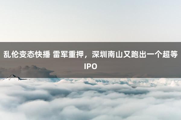 乱伦变态快播 雷军重押，深圳南山又跑出一个超等IPO