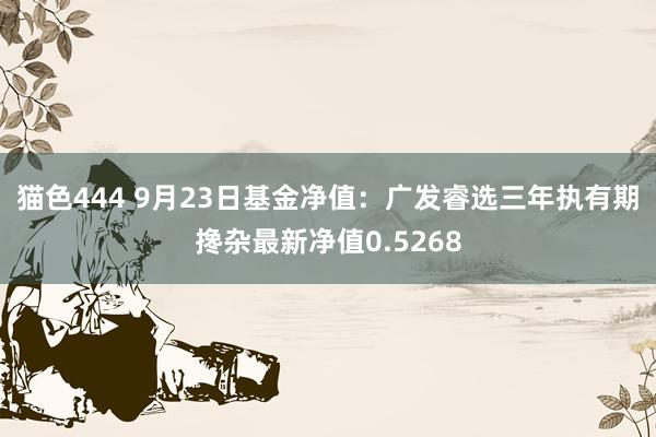 猫色444 9月23日基金净值：广发睿选三年执有期搀杂最新净值0.5268