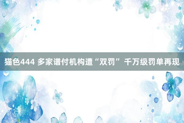 猫色444 多家谱付机构遭“双罚” 千万级罚单再现