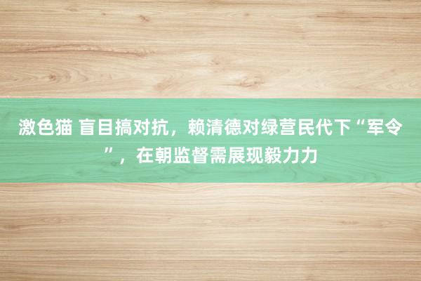 激色猫 盲目搞对抗，赖清德对绿营民代下“军令”，在朝监督需展现毅力力