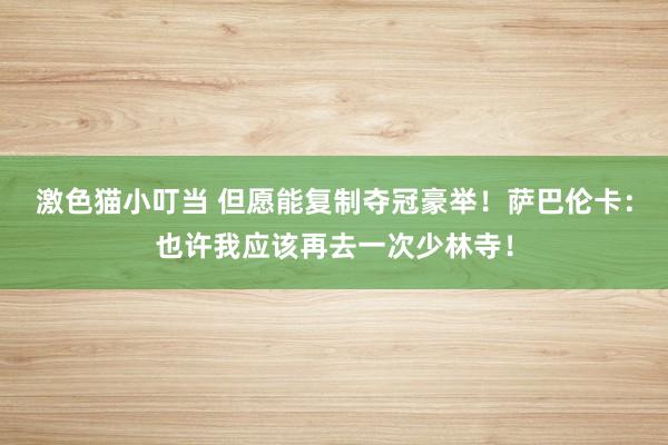 激色猫小叮当 但愿能复制夺冠豪举！萨巴伦卡：也许我应该再去一次少林寺！