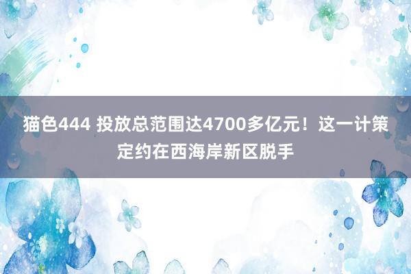 猫色444 投放总范围达4700多亿元！这一计策定约在西海岸新区脱手