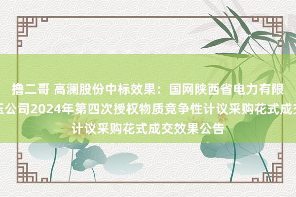 撸二哥 高澜股份中标效果：国网陕西省电力有限公司超高压公司2024年第四次授权物质竞争性计议采购花式成交效果公告