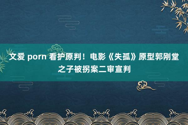 文爱 porn 看护原判！电影《失孤》原型郭刚堂之子被拐案二审宣判