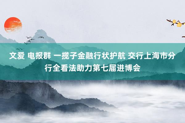 文爱 电报群 一揽子金融行状护航 交行上海市分行全看法助力第七届进博会