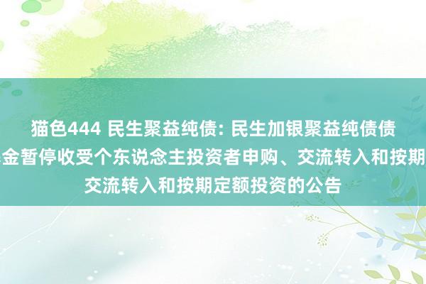 猫色444 民生聚益纯债: 民生加银聚益纯债债券型证券投资基金暂停收受个东说念主投资者申购、交流转入和按期定额投资的公告