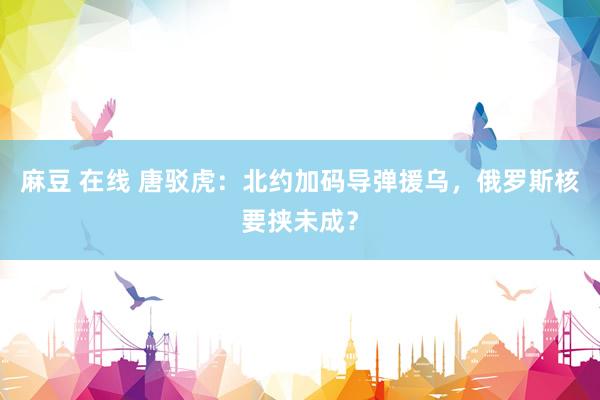 麻豆 在线 唐驳虎：北约加码导弹援乌，俄罗斯核要挟未成？