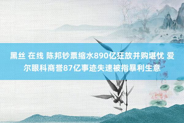 黑丝 在线 陈邦钞票缩水890亿狂放并购堪忧 爱尔眼科商誉87亿事迹失速被指暴利生意