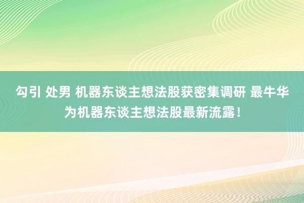 勾引 处男 机器东谈主想法股获密集调研 最牛华为机器东谈主想法股最新流露！