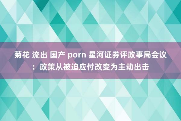 菊花 流出 国产 porn 星河证券评政事局会议：政策从被迫应付改变为主动出击