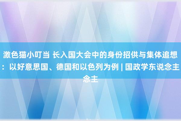 激色猫小叮当 长入国大会中的身份招供与集体追想：以好意思国、德国和以色列为例 | 国政学东说念主