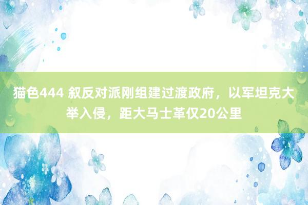 猫色444 叙反对派刚组建过渡政府，以军坦克大举入侵，距大马士革仅20公里