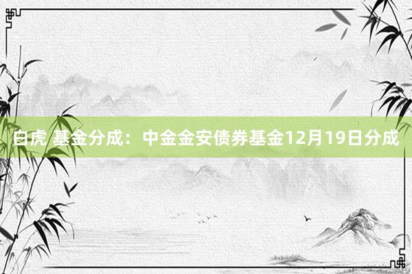 白虎 基金分成：中金金安债券基金12月19日分成