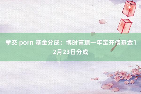 拳交 porn 基金分成：博时富璟一年定开债基金12月23日分成