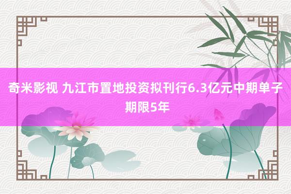 奇米影视 九江市置地投资拟刊行6.3亿元中期单子 期限5年