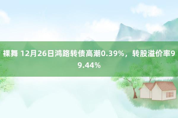 裸舞 12月26日鸿路转债高潮0.39%，转股溢价率99.44%