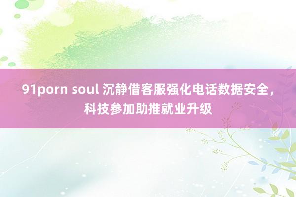 91porn soul 沉静借客服强化电话数据安全，科技参加助推就业升级