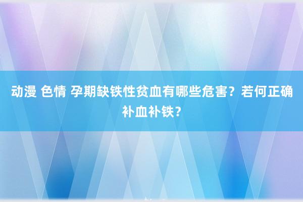 动漫 色情 孕期缺铁性贫血有哪些危害？若何正确补血补铁？