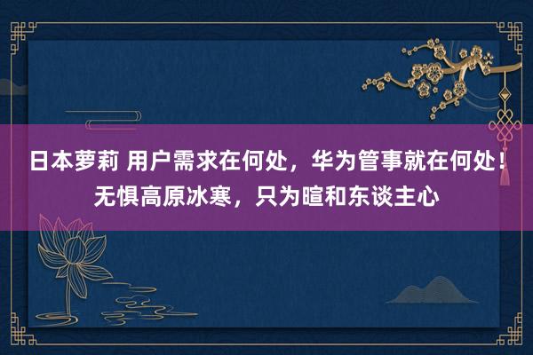 日本萝莉 用户需求在何处，华为管事就在何处！无惧高原冰寒，只为暄和东谈主心