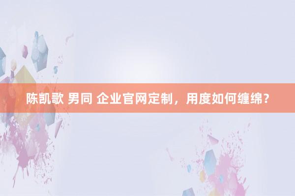 陈凯歌 男同 企业官网定制，用度如何缠绵？