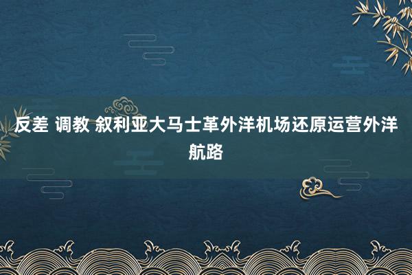 反差 调教 叙利亚大马士革外洋机场还原运营外洋航路